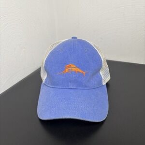 Tommy Bahama Men's Trucker Hat Cap Strapback Cotton Blend Embroidered Logo Blue